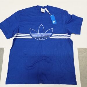 Adidas Men's Royal Blue Tee with White Stripes